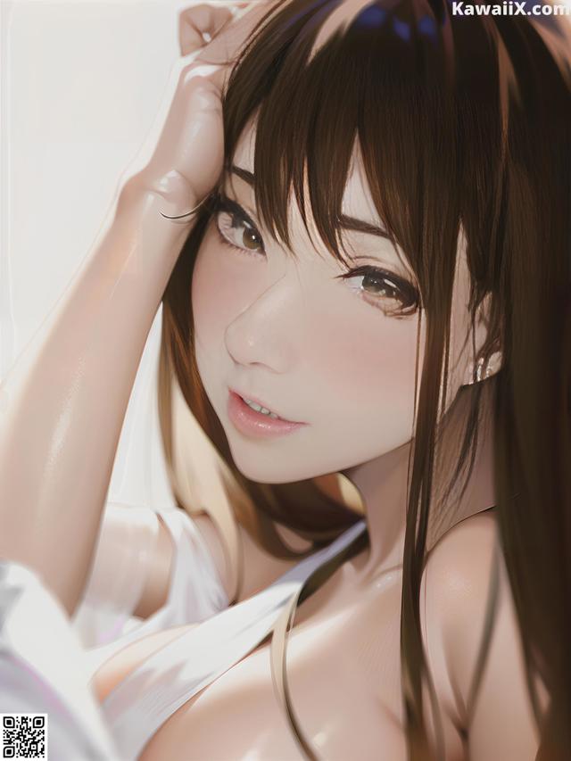 A woman with long brown hair is posing for a picture.